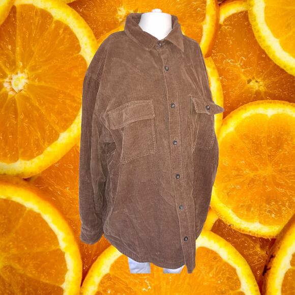 Woolrich Brown Corduroy Sherpa Lined Button‎ Up 2 Pocket Coat Size XL - Picture 1 of 9